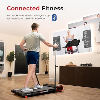 Sunny Health & Fitness Smart Slim Treadmill, Under Desk/Office, Walking Pad with Arm Exerciser Trekking Poles, Full Body Workout and Optional SunnyFit® App Enhanced Bluetooth Connectivity – SF-T723007 - Image 4