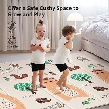 UANLAUO Baby Play Mat,79"x 71" Large Mat for Floor,Reversible Floor Mat,Foam Thick&Waterproof,Foldable Playmats for Babies and Toddlers,Anti-Slip for Baby Crawling,Non-Toxic Tummy Time(Bear) - Image 4