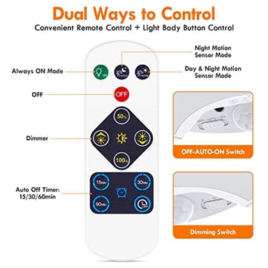 Alivation Motion Sensor Ceiling Light Battery Operated Light Fixture, 120 LED Closet Light Motion Activated, Battery Powered Wireless Lights for Wall Laundry Garage Bathroom Shower Porch Shed 400 LM - Image 8