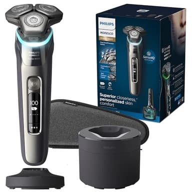 Philips Norelco Shaver Series 9000, Wet and Dry Electric Shaver, with Lift & Cut Shaving System and SenseIQ Technology, Pop-up Trimmer, Cleaning Pod, Charging Stand and Travel Case, Model S9987/85 - Image 1