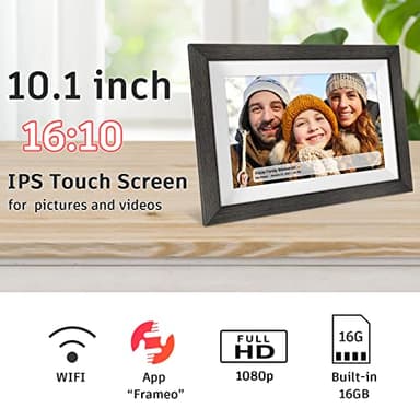 Frameo 10.1 inch Digital Picture Frame WiFi Smart Digital Photo Frame Wood IPS HD 1280 * 800 1080P Touch Screen Auto-Rotate Easy Setup to use Free Share Photos and Videos Gift for mon Father Women - Image 7