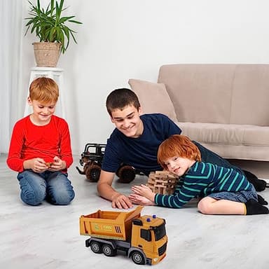 IQKidz Remote Control Dump Truck Toys - RC Construction Vehicles with Blue Warning Lights, Trucks Toy for Boys Girls 3 4 5-7 8 9 10 Year Old and Up, Best Birthday Gift Ideas for Kids Age 5-10 - Image 6