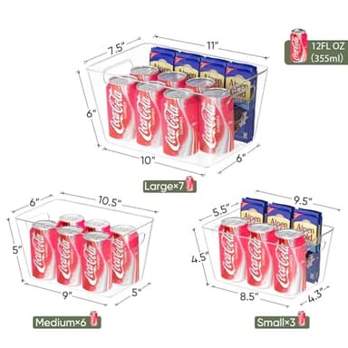 BALEINE Clear Plastic Storage Bins, Pantry Organization, BPA Free Stackable Refrigerator Organizers and Storage with Handles for Kitchen Fridge Cabinet Bathroom (4PK, 11x7.5x6) - Image 3