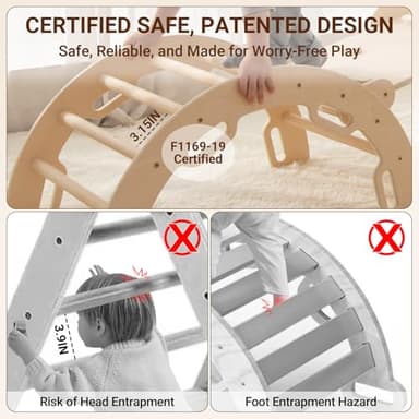 COSYLAND Pikler Triangle Set - 8 in 1 Large Montessori Climbing Toys for Indoor - Wooden Foldable Jungle Gym for Toddler & Baby, CPC/SOR/CE Certified Enjoys Unique Patented Design, Natural - Image 4