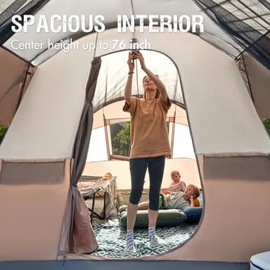 Portal 6 Person Family Camping Tents with Screen Porch, Weater Resistant 7' Tall Tent with Rainfly & Upgrated Poles, Easy Setup Tent for Outdoor Family Camping - Image 4