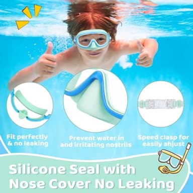 Vvinca 2 Pcs Kids-Swim-Goggles with Nose Cover, Swimming Diving Mask Wide View Anti Fog UV Anti Shattered Lens for Kids 3-5 - Image 4