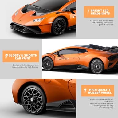 LUXOS RC Lamborghini Remote Control Car, 1:18 Scale Officially Licensed Lamboghini Toy Car, Cool RC Cars Toys for 4 5 6 7 8 9 10 11 12 Year Old Boys Kids Adults Gifts,15km/h Fast RC Drift Car (Orange) - Image 4