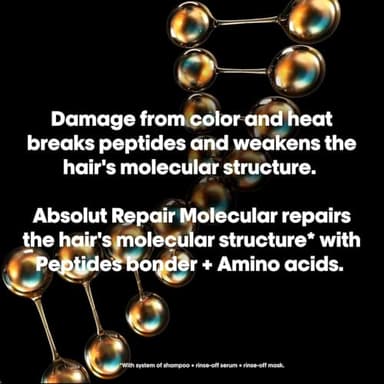 L'Oréal Professionnel Paris Absolut Repair Molecular Hair Mask - Repairs Damage & Restores Strength For Extremely Dry Damaged Hair, Extra Detangling & Hydration, Peptides Bonder - Image 9