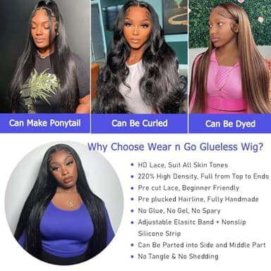 Tscom 30 Inch 5x5 HD Lace Closure Wigs Human Hair 220 Density Wear and Go Glueless Wigs Human Hair Pre Plucked Pre Cut with Baby Hair Bleached Knots 12A Ready to Wear Straight Wigs for Beginners - Image 6