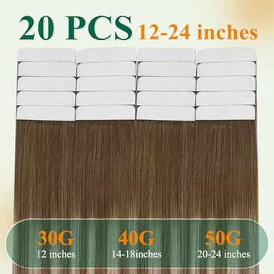 Easyouth 18 Inch Tape in Extensions Human Hair Balayage Seamless Tape in Hair Extensions Ombre Dark Brown to Blonde with Brown Hair Extension Real Human Hair Tapes in for Women 40g 20pcs - Image 3