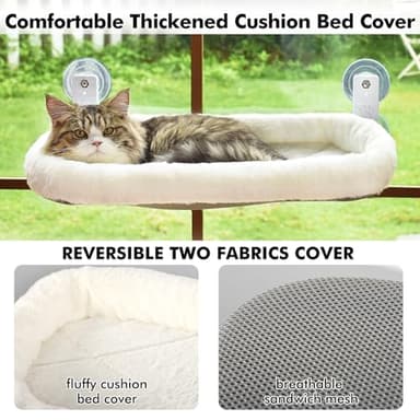 AMOSIJOY Cordless Cat Window Perch, Window Hammock for Cats with 4 Strong Suction Cups, Solid Metal Frame and Soft Cover, Indoor Cat Bed - Image 5