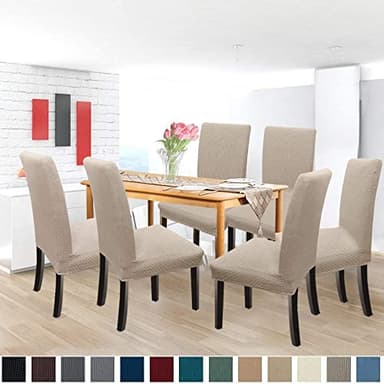 GoodtoU Chair Covers for Dining Room 6 Pack, Stretch Parson/Dining Chair Slipcover Removable Washable Chair Protector for Home/Restaurant/Banquet,Forros para Sillas de Comedor(Sand, Set of 6) - Image 2