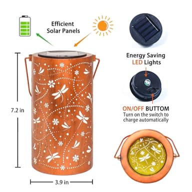 Dragonfly Solar Lanterns Outdoor Waterproof Hanging Solar Lights Dragonfly Gifts for Women Men Metal Decorative LED Dragonfly Lanterns for Garden Decor,Yard,Patio,Lawn,Tabletop,Pathway,Landscape - Image 6