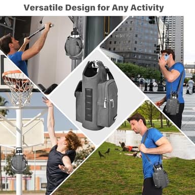 icolor Magnetic Gym Bag Water Bottle Carrier Holder with Phone Pockets & Strap,Nylon Gym Magnetic Bag 5 Built-in Magnets Gym Accessories Organizer Bottle Pouch Sleeve for Men Women (Light Gray) - Image 7