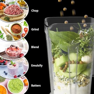OMMO Blender 1800W, Professional High Speed Countertop Blender with Stainless Steel Blades, 60oz BPA Free Jar for Shakes and Smoothies, Ice and Fruits, Dishwasher Safe - Image 8