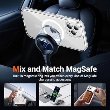 Temdan for iPhone 12& iPhone 12 Pro Case Clear with Screen Protector, Compatible with Magsafe, Anti-Yellowing, Military-Grade Protection, Shockproof Slim Magnetic Phone Case Cover, Transparent - Image 3