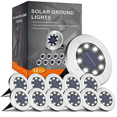 INCX Solar Lights for Outside,12 Pack Solar Lights Outdoor Waterproof, Solar Garden Lights Landscape Lighting for Patio Pathway Lawn Yard Deck Driveway Walkway, Cold White - Image 1