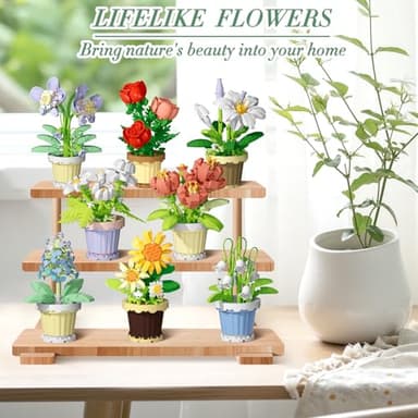 Flowers and Plant Building Set, (1671 Pcs) 8 Kinds Flowers Botanical Bonsai Building Set for Adults, Kids, Girls, Idea Gifts for Mother's Day, Birthdays, Creative Building Block Toys Decor for Home - Image 4