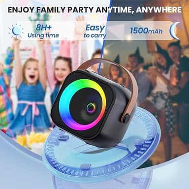 Mini Karaoke Machine, Portable Bluetooth Karaoke Speaker with 2 Wireless Microphones and Party Lights for Kids and Adults, Birthday Gifts for Girls Boys Family Home Party - Image 5
