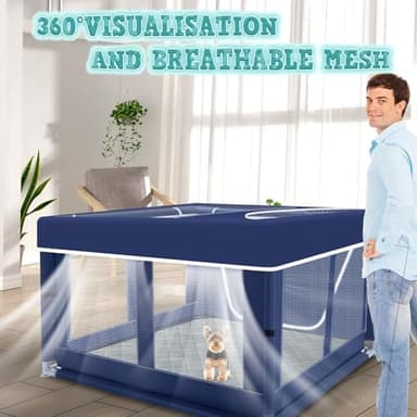 XVISHX 42x42 Inches Puppy Playpen with Cover&Dog Pads, Dog Playpen for Puppies or Small Dogs, Pet Playpen for Indoor & Outdoor, Sturdy Safety Dog Pen with Thickened Fabric - Image 6