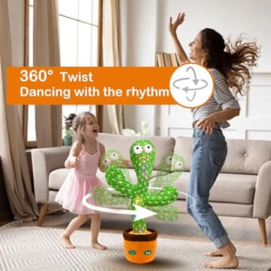Hunfur Dancing Mimicking Talking Cactus Toy,Funny Gift for Toddler 1 2 3 Year Old Boy Girl,Singing Record Repeat What You Say Light Up Baby Infant Toys 6-12 12-18 Months (Volume Adjustment) - Image 4