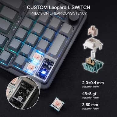 Redragon K686 PRO 98 Keys Wireless Gasket RGB Gaming Keyboard, 3-Mode PBT Mechanical Keyboard w/Hot-Swap South-Facing RGB Socket, Dedicated Knob Control & 5-Layer Noise Dampening, Gradient PBT Keycaps - Image 5