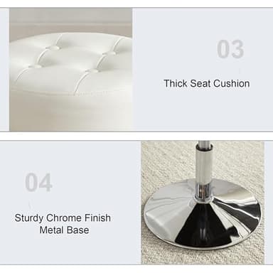 Gitrah White Vanity Chair for Makeup Room Round Ottoman Tufted PU Leather Makeup Chair Vanity Stools for Bathroom Height Adjustable 360 Swivel - Image 7