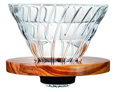 Hario V60 Glass Coffee Dripper, Size 02, Olive Wood