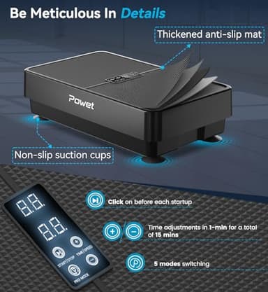 Vibration Plate Exercise Machine, Whole Body Vibrating Plate for Lymphatic Drainage, 400 lbs Weight Capacity Platform with 99 Speeds and 5 Modes Switching Exercise Machines (Black) - Image 3