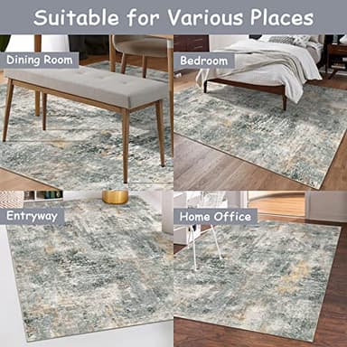 Lahome Washable 5x7 Area Rugs for Living Room, Grey Neutral Modern Abstract Rug for Bedroom Non Slip, Soft Contemporary Low Pile Indoor Carpet for Dorm Guest Dining Room Table Apartment - Image 5