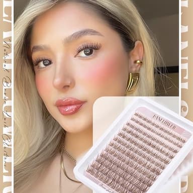 Brown Lash Clusters Kit Natural Lash Extension Kit Wispy Eyelash Clusters C Curved Cluster Eyelash Extensions 10-16mm Eyelash Extension Kit Brown Individual Lashes DIY at Home by Lanflower - Image 3