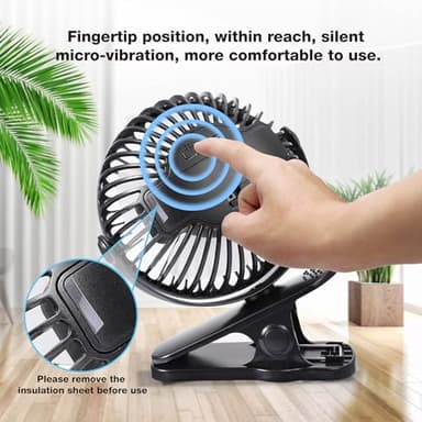 Portable Clip on Fan, Rechargeable USB Desk Fans, Stroller Fan With TYPE-C Port 360° Rotatable Personal Small Mini Table Fan for Home Office Car Seat Crib Camping - Image 7