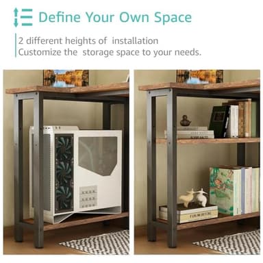 Lufeiya L Shaped Desk with Drawers & Storage Shelves, 47 Inch Small Reversible Corner Desk with Power Outlet for Home Office Bedroom, L-Shaped Gaming PC Computer Desks with Fabric Drawer, Rustic Brown - Image 7