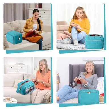EXLIFBAG Crochet Bag, Yarn Storage Organizer with Adjustable Shoulder Straps, Yarn Bag for Crochet Accessories, Knitting Needles & Crochet Hooks - Image 7