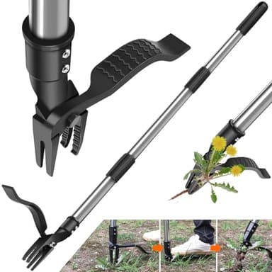 GOXAWEE 46” Weed Puller Tool, 4-Claw Stand Up Weeder Tool with Adjustable Handle for Removal Weeds - Image 1