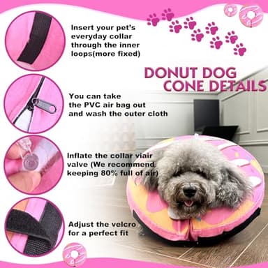 BGGo Inflatable Dog Cone, Soft Adjustable Blow up Donut Collar for After Surgery - Suitable for Small, Medium, Large Dogs and Cats - Image 2