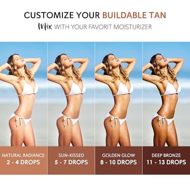 Glossiva Self Tanning Drops - Sunless Tan for a Sun-Kissed Bronze - Beauty Skin Self Tanner - Gradual Glow for Face and Body - Long-Lasting for a Week, 1.01 Fl Oz - Image 2