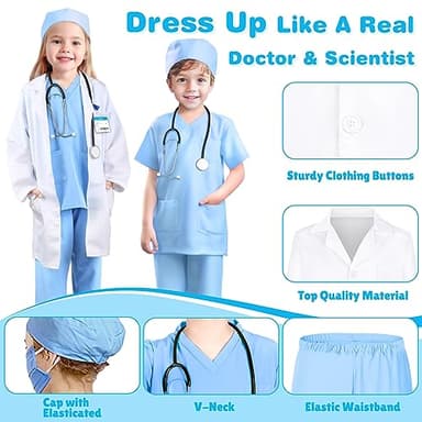 GIFTINBOX Doctor Costume for Kids Doctor Lab Coat for Kids Real Stethoscope, Girls and Boys Halloween Costumes for Kids age 3-12… - Image 4