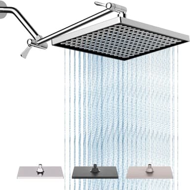 Cobbe Rainfall Shower Head for Bathroom, 11.8 Inch Large Rectangular with Adjustable Stainless Steel 11 Inch Extension Arm - Premium Quality Luxury Experience, 1-Min No Tools Installation, Chrome - Image 1