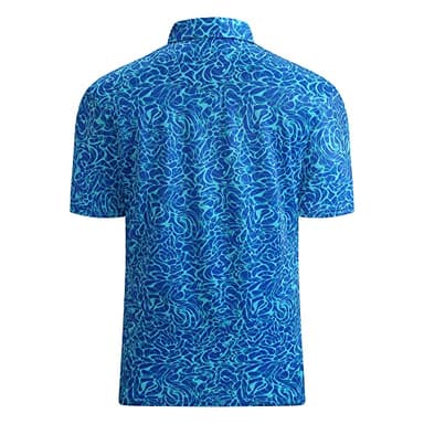Damipow Premium Golf Shirts for Men Dry Fit Performance Polo Short Sleeve Collared Shirt,Blue,2XL - Image 2