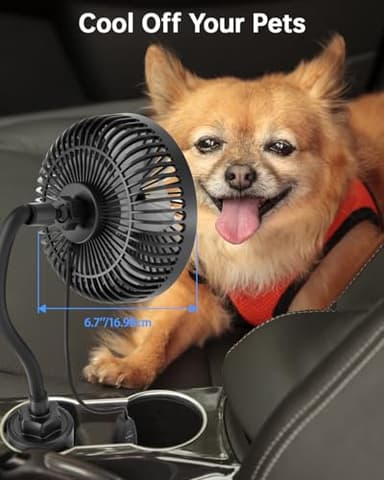 ASKPULION 12V Car fan, 3-Speed Portable Vehicle Fan for Front Seat, Cigarette Lighter Powered with Car Charger, Mounted in Cup Holder, 360° Rotation, Car Necessities for Dog/SUV/RV/Truck/Van - Image 6