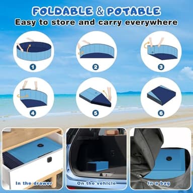 Foldable Dog Swimming Pool, Totiro 91"x16" Oversize Collapsable Hard Plastic Portable Bathing Tub for Pet Dog Kiddie Pool Indoor and Outdoor Leakproof PVC Play Pool for Large Dogs Pets Puppy Kids Blue - Image 6