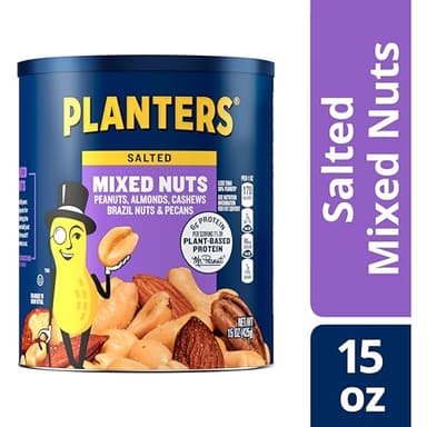 Planters Mixed Nuts (15 oz Canister) - Variety Mixed Nuts with Less Than 50% Peanuts with Peanuts, Almonds, Cashews, Hazelnuts & Pecans - Image 4