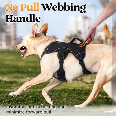 rabbitgoo Escape Proof Dog Harness, Soft Padded Full Body Pet Harness, Reflective Adjustable No Pull Vest with Lift Handle and Leash Clip for Large Dogs Walking Hiking Training, M, Black - Image 5