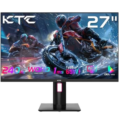 KTC 27'' 240Hz QHD 1440P Gaming Monitor 144Hz 1ms 65W Type C USB DisplayPort HDMI HDR400 Tilt/Height/Pivot/Swivel Fast HVA AdaptiveSync VESA - Image 9