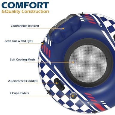 Jasonwell Inflatable River Tube Float - Heavy Duty River Float Pool Floats Lake Premium Water Tubes for Floating Recreational River Raft Lounge Floaties with 2 Cup Holders for Adult - Image 7