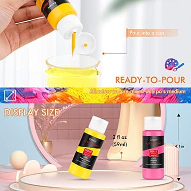 Caliart Acrylic Paint Set, 52 Colors (2oz/Bottle) with 4 Brushes, Art Craft Paints for Adults Artists Beginners Painters, Canvas Halloween Pumpkin Ceramic Wood Fabric Rock Painting Supplies Kit - Image 7