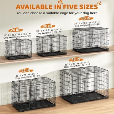 Yaheetech 30 inch Double Door Dog Crate w/Divider for Puppy, Collapsible Metal Dog Kennel with Removable Tray, Portable Travel Cage, Black - Image 5