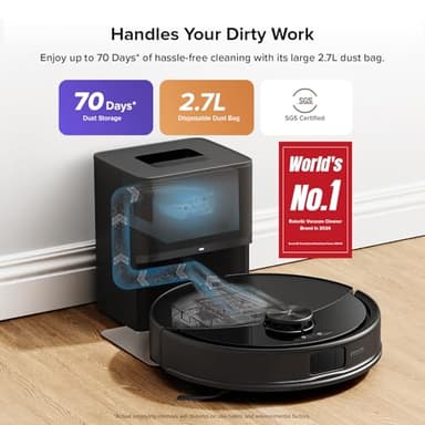 roborock Q10 S5+ Robot Vacuum and Mop, 10,000Pa Suction, Upgraded from Q8 max+, 70 Days Self-Emptying, Obstacle Avoidance, Sonic Mopping, Dual Anti-Tangle Design, Auto Mop Lifting, Ideal for Pet Hair - Image 2