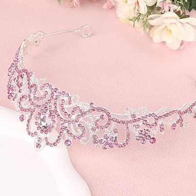 CIEHER Pink Tiara Princess Crown Queen Crown Crystal Crowns for Women Crown for Birthday Prom Party Halloween Costume Cosplay, Princess Party Decorations - Image 6